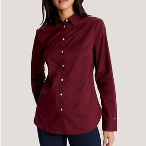[NWT] Tommy Hilfiger Long Sleeve Button Down Classic Fit Burgundy Shirt - Sz 4